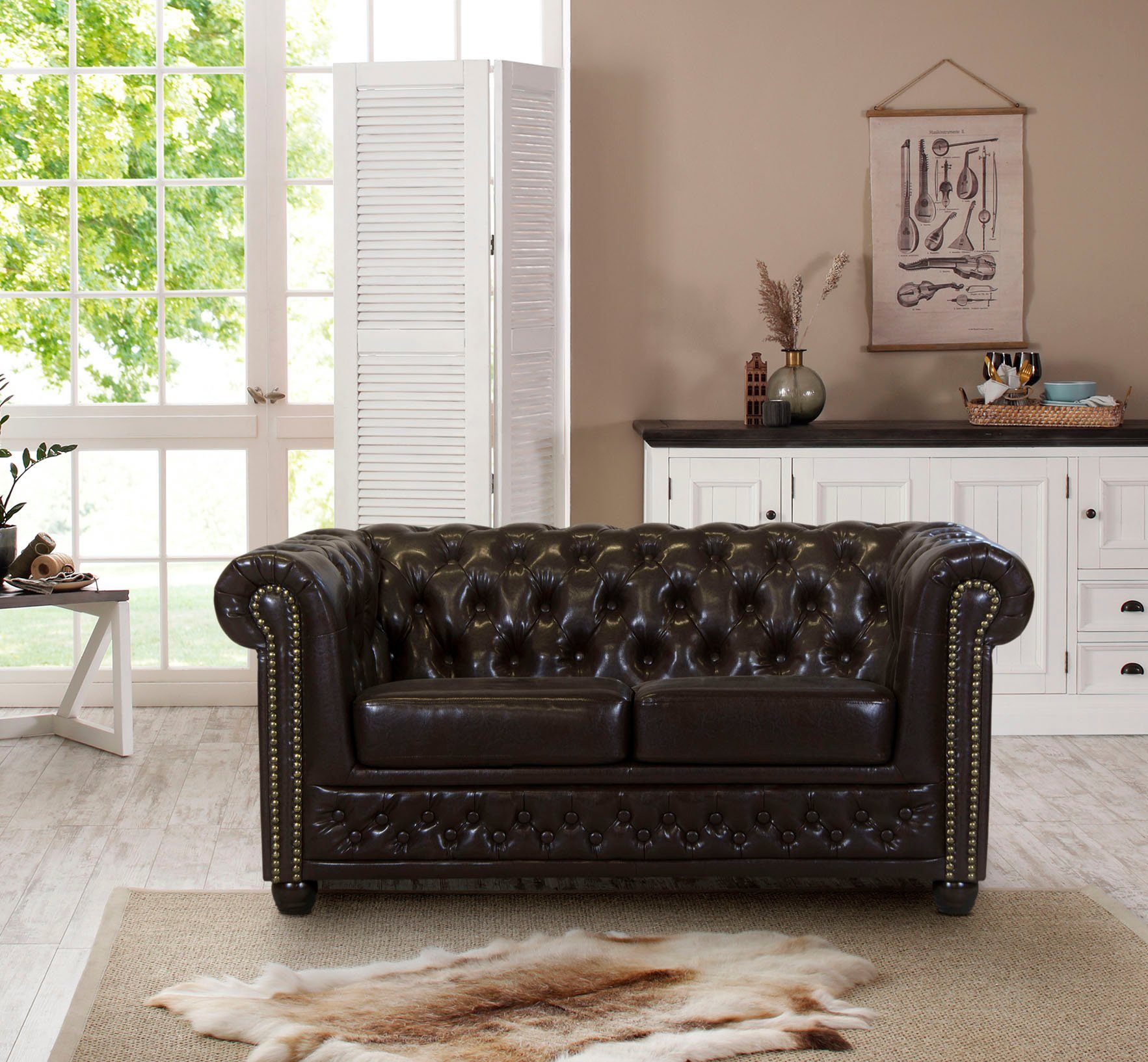 Home affaire Chesterfield-Sofa Rysum, Chesterfield-Optik, in 2 Bezugsqualit günstig online kaufen