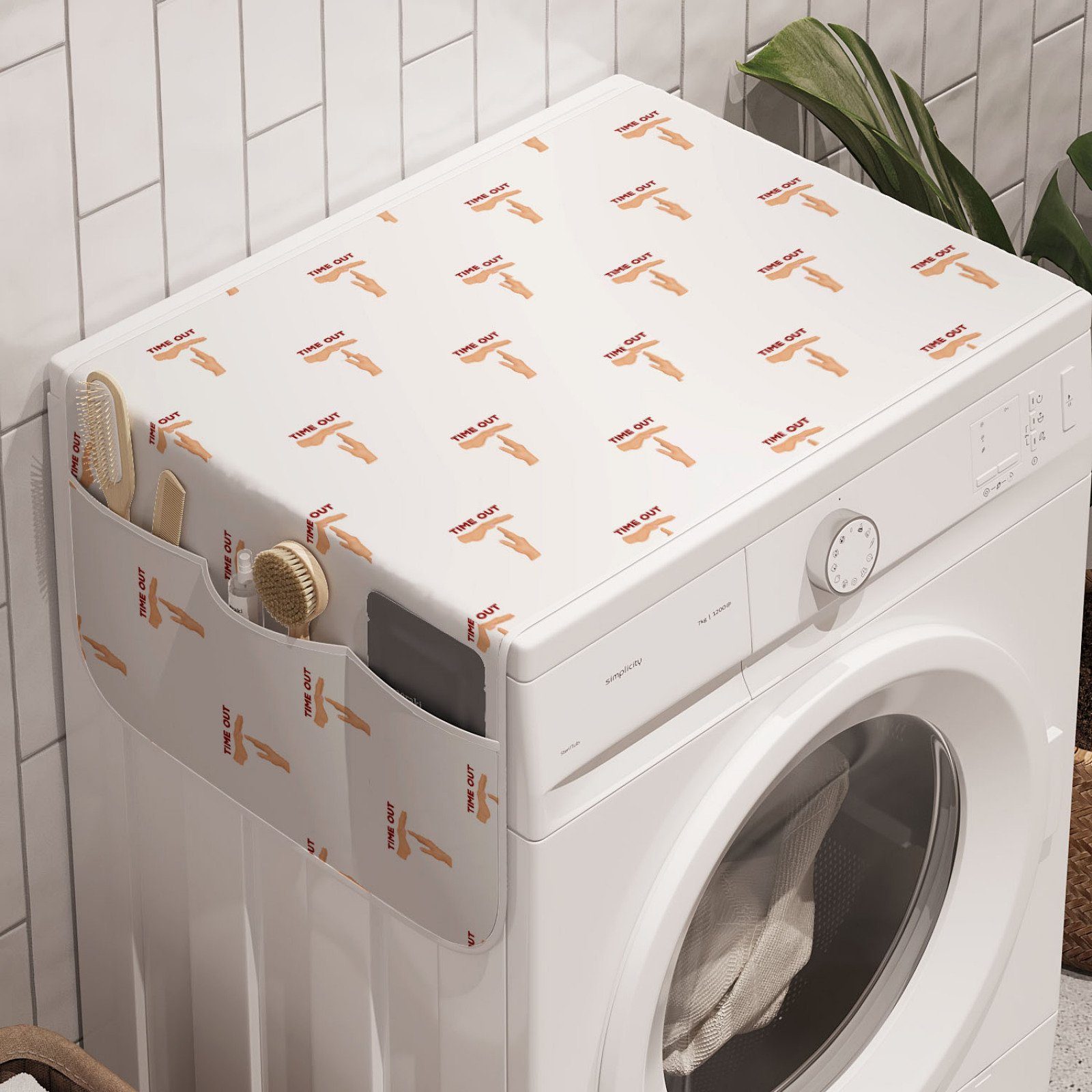 Abakuhaus und Anti-Rutsch-Stoffabdeckung für Auszeit Trockner, Basketball Badorganizer Waschmaschine Konzept Geste
