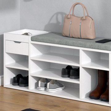 Vicco Schuhbank Schuhschrank Sitzbank mit Sitzkissen ELEON Weiß