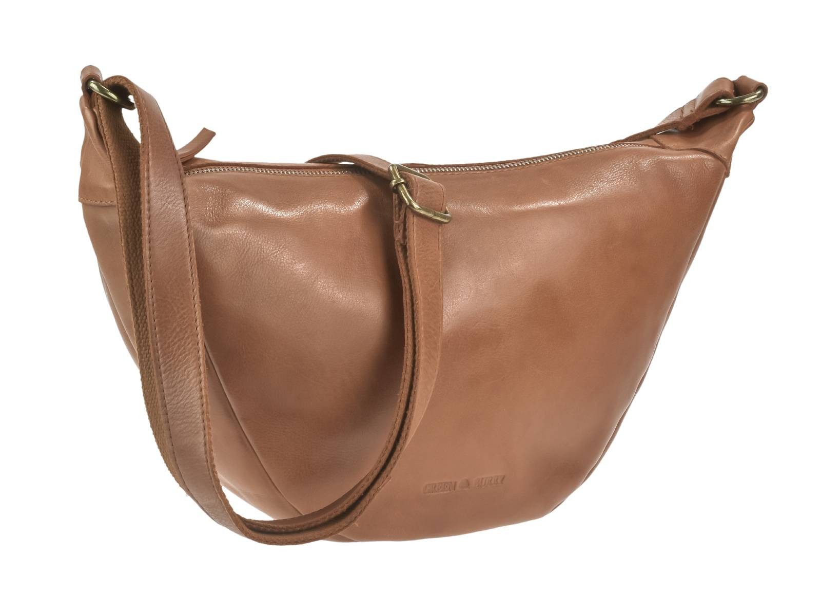 Greenburry Umhängetasche "Colombiana" Leder Crossbody Half Moon Bag Tasche Damen, Hauptfach 34x19cm, Gurt 115-185 cm