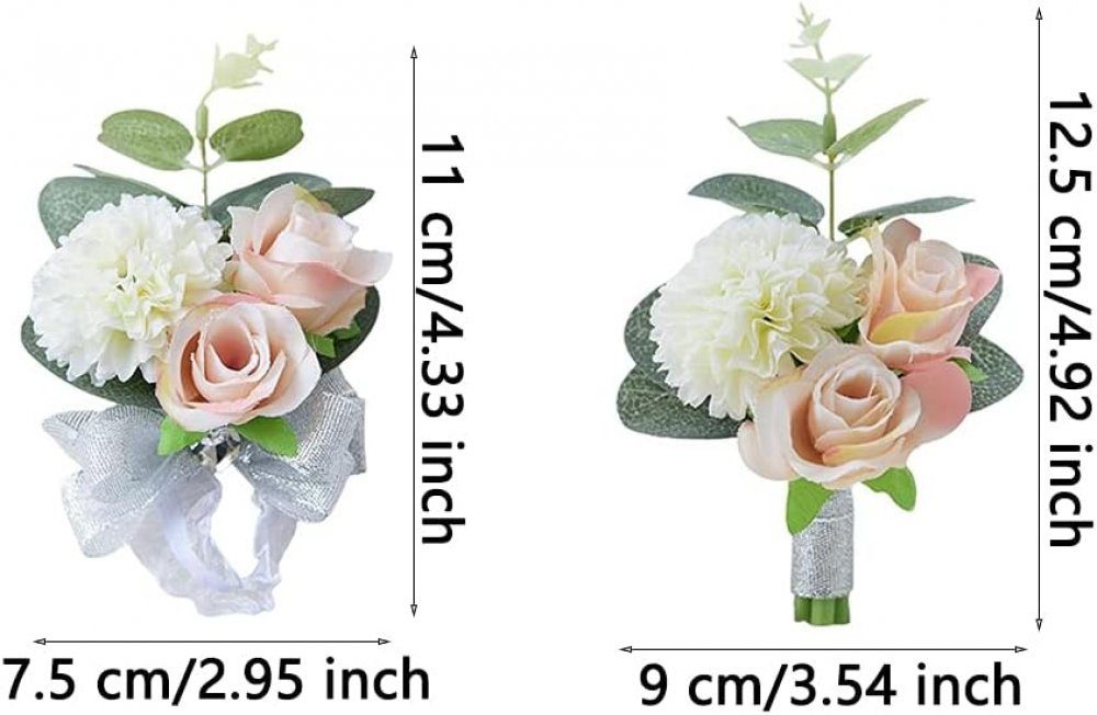 WaKuKa Ansteckblüte 2 künstliche Corsage Handgelenk (2-tlg) Hochzeit Blumen