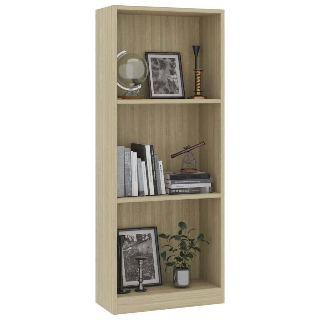 furnicato Bücherregal 3 Fächer Sonoma-Eiche cm Holzwerkstoff 40x24x108