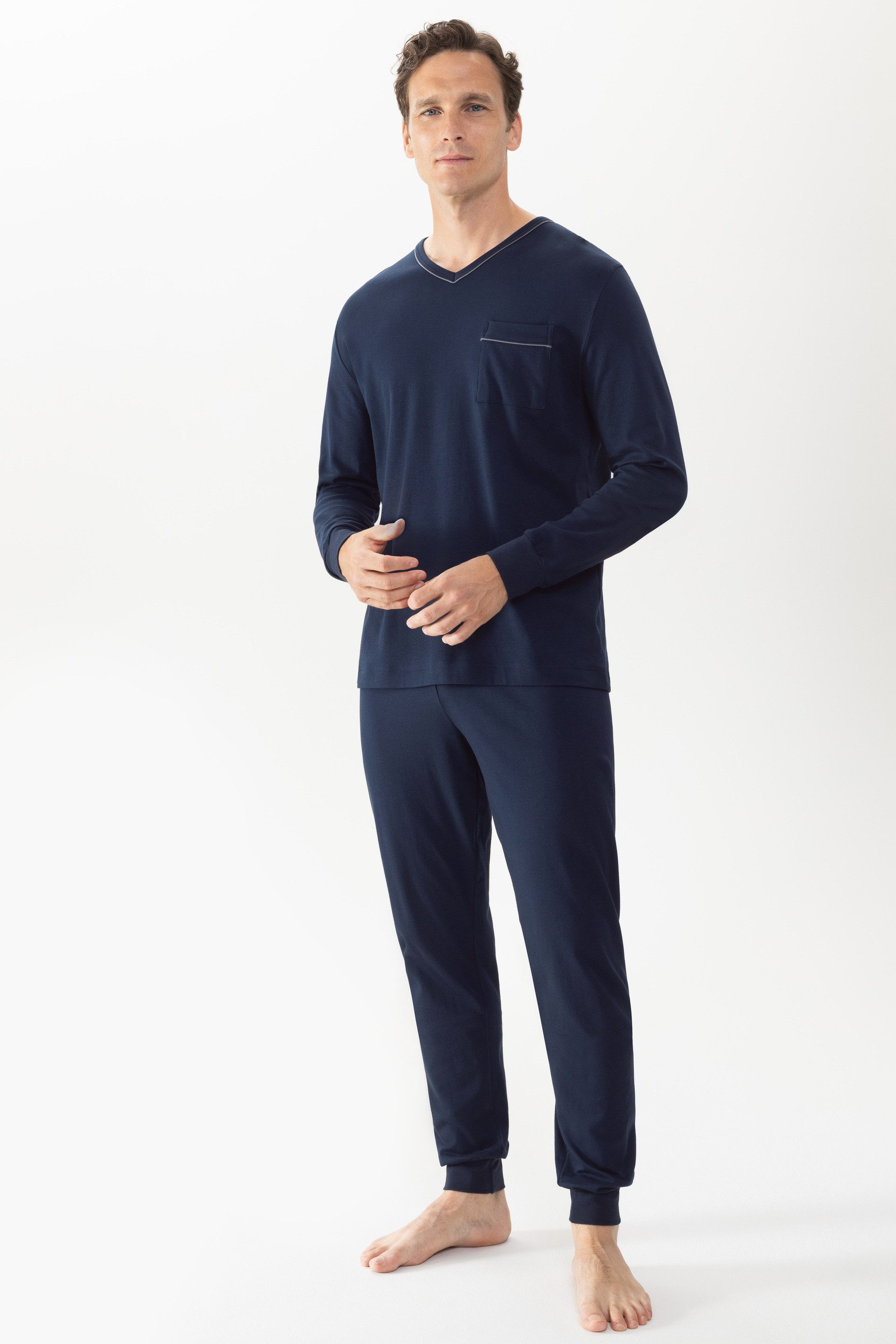 Schlafanzug Mey Herren Anzug lang Serie Pure Night Uni Pyjama