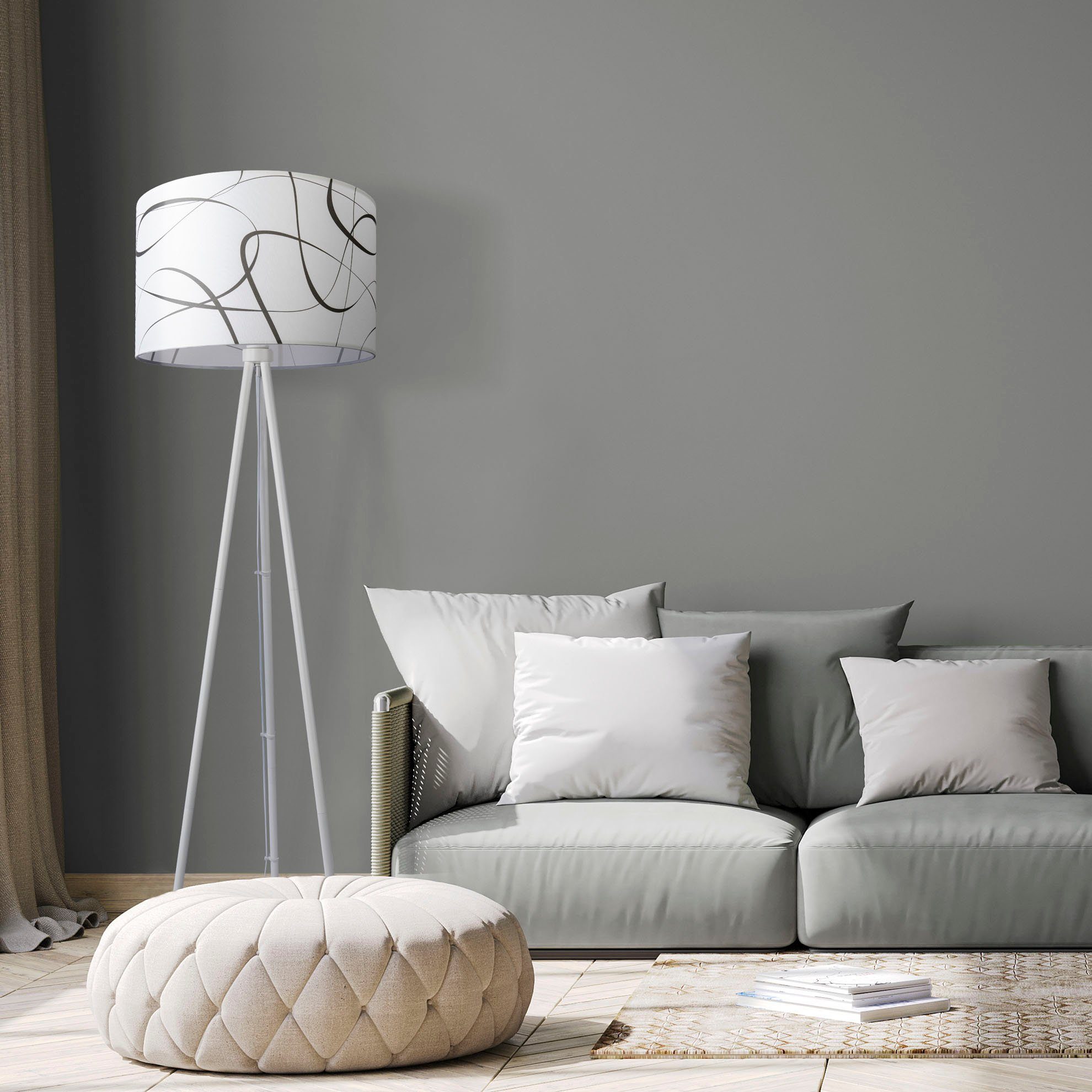 Stativ Home Uni Stehlampe Tribal, Paco Lampenschirm Modern Mit ohne Trina Leuchtmittel, Dreibein Stoff Stehlampe Vintage