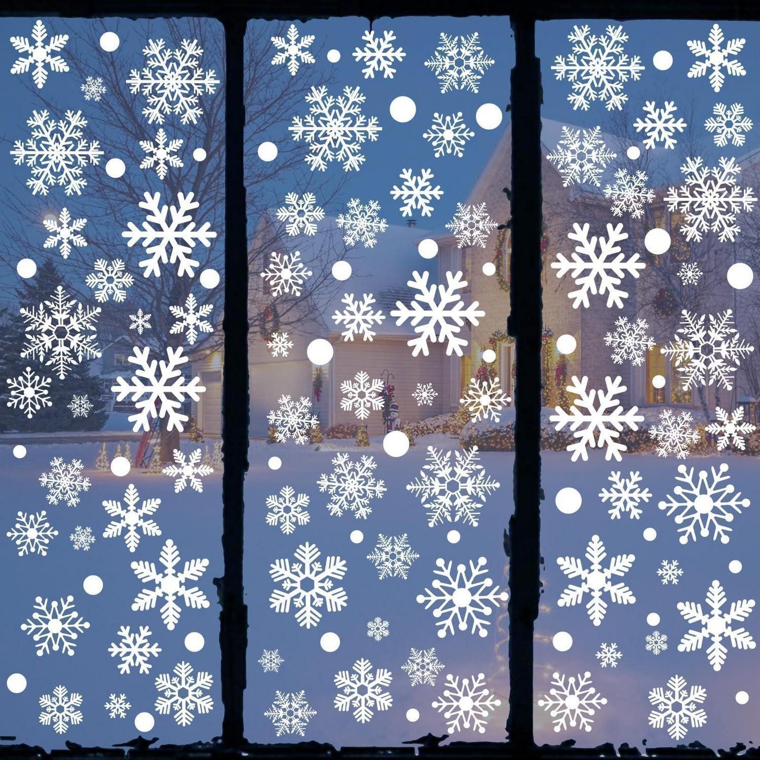 LuxusKollektion Fensterbild Fensterbilder Weihnachten 321 Stück Schneeflocken Weiß