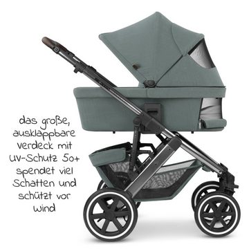 ABC Design Kombi-Kinderwagen Salsa 4 Air - Aloe, 2in1 Kinderwagen Buggy Set mit Babywanne, Sportsitz, Regenschutz