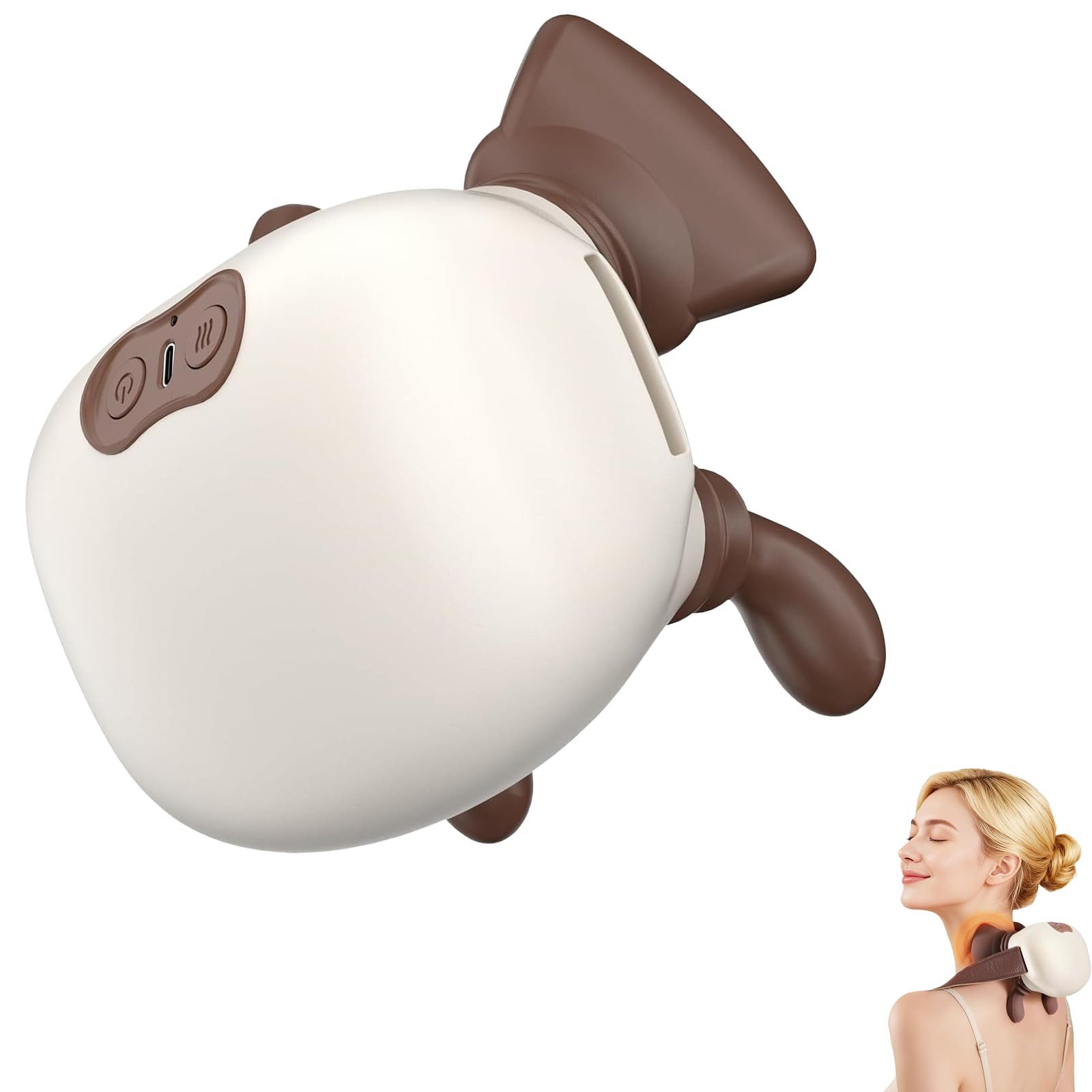 Tekoo Nacken-Massagegerät Nacken- & Schultermassagegerät Kabellos mit Wärmefunktion, Packung, 5D-Massageköpfe für realistisches Greifen, Kabellos & Leise