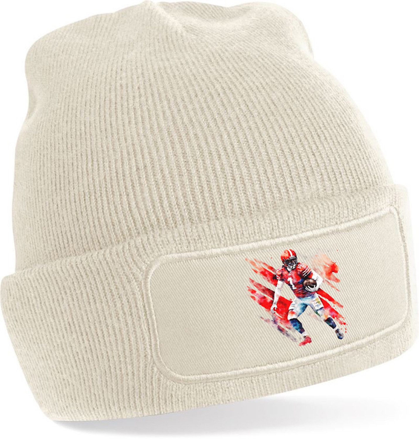 Strickmütze für kalte Tage - Beanie mit American Football Print