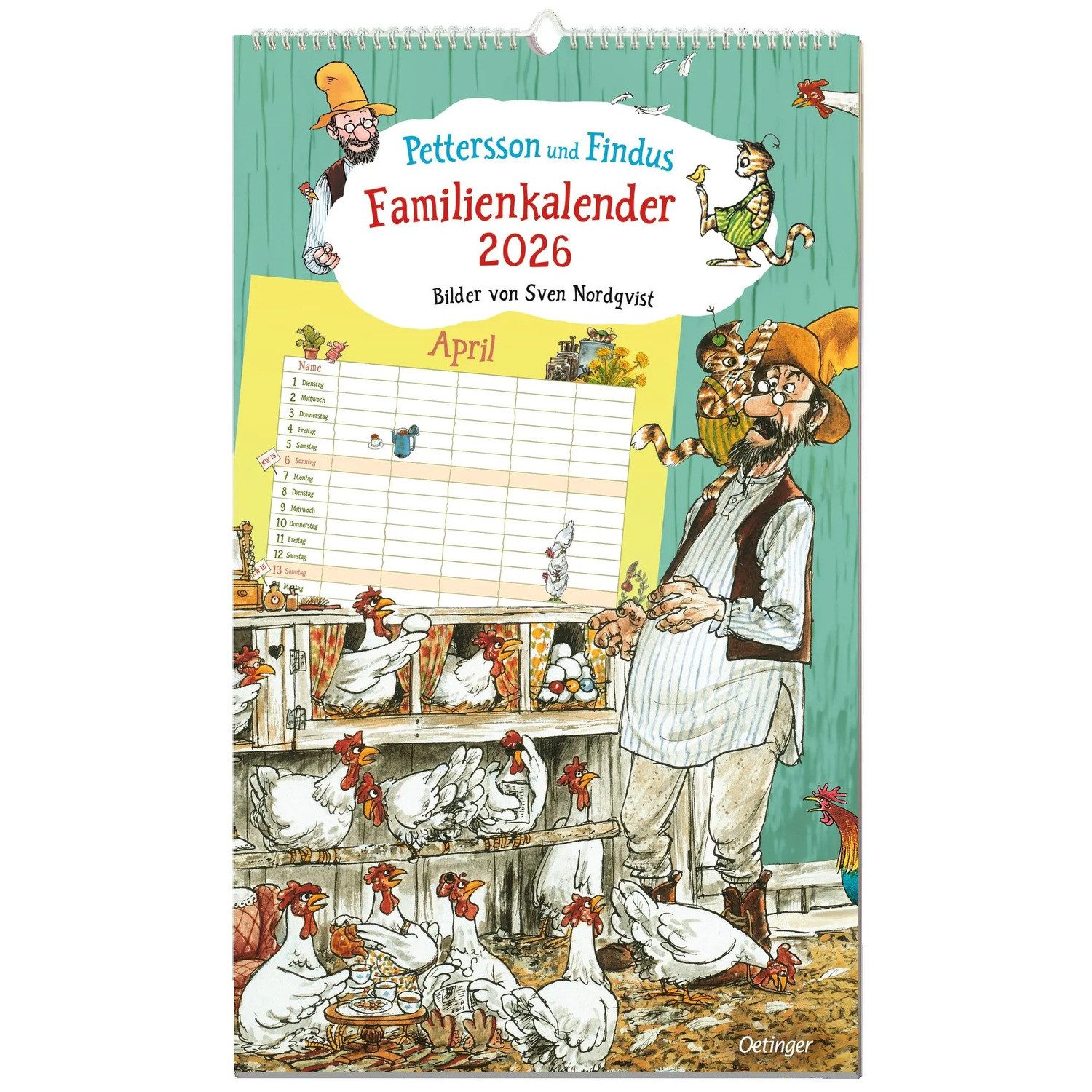 Oetinger Wandkalender Pettersson und Findus. Familienkalender 2026