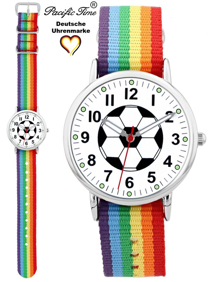 Pacific Time Quarzuhr Kinder Armbanduhr analog Mädchen Jungen Fußball Fan Sport, Wechselarmband Mix and Match - Gratis Versand