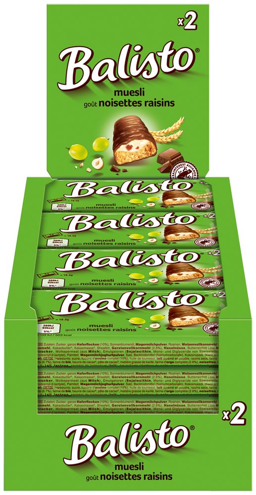 Mars GmbH Süßigkeit Balisto Schokoriegel Müsli-Mix grün 20 Riegel x37g
