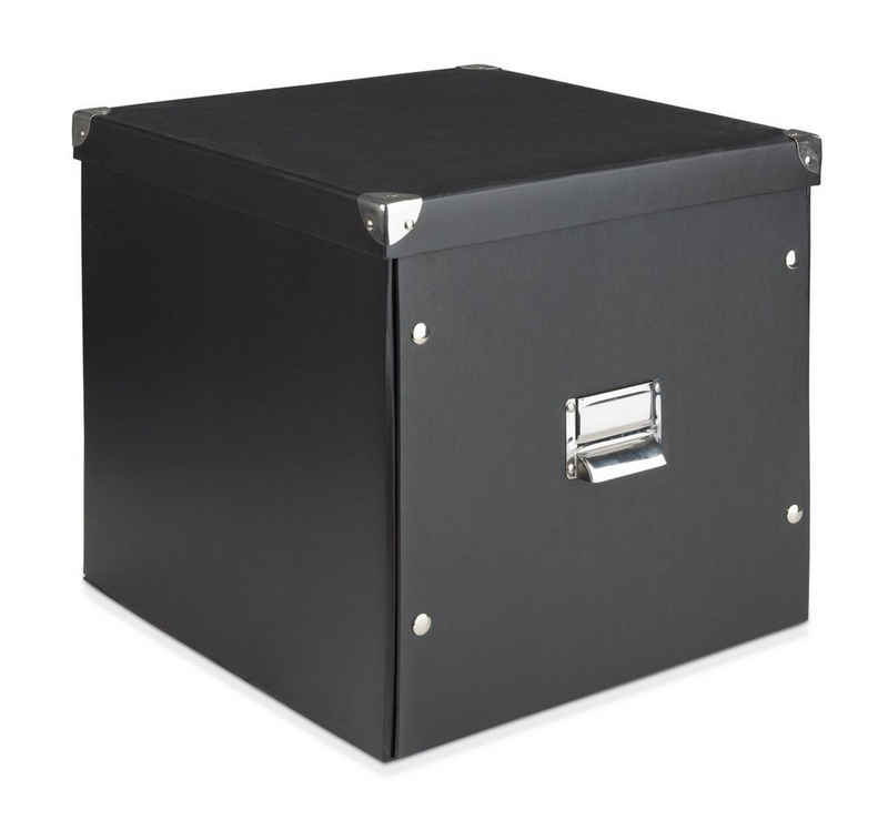 Zeller Present Aufbewahrungsbox QUAD, Schwarz, Pappe, Metallgriff in silbergrau, (1 St), mit Deckel, B 33 x H 33 x T 32 cm