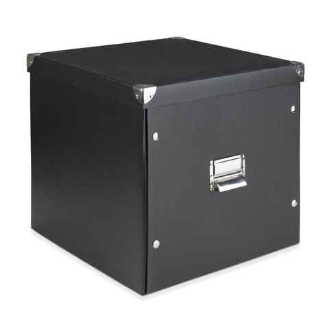 Zeller Present Aufbewahrungsbox QUAD, Schwarz, Pappe, Metallgriff in silbergrau, (1 St), mit Deckel, B 33 x H 33 x T 32 cm