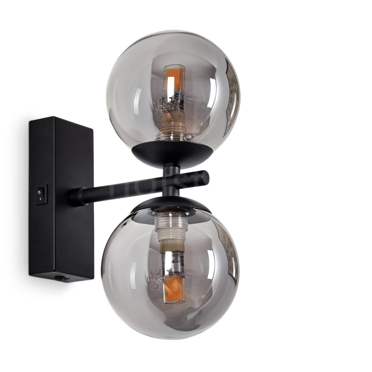 Wandleuchte »Garaguso« moderne Wandlampe aus Metall/Glas in Schwarz/Rauchfarben