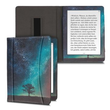 kwmobile E-Reader-Hülle Schutzhülle für Kobo Aura H2O Edition 2, Vorderfach Handschlaufe - Galaxie Baum Wiese Design