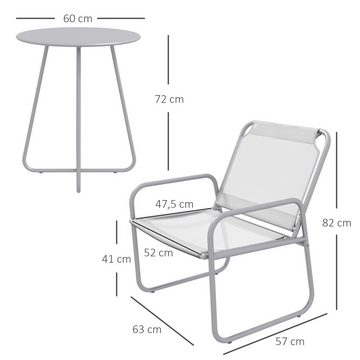 Outsunny Balkonset 3tlg. Bistro-Set, Balkonmöbel-Set inkl. 1 Tisch, 2 Stühlen, (Gartensitzgruppe, 3-tlg., Gartenmöbel-Set), für Garten, Terrasse, Mesh, Hellgrau