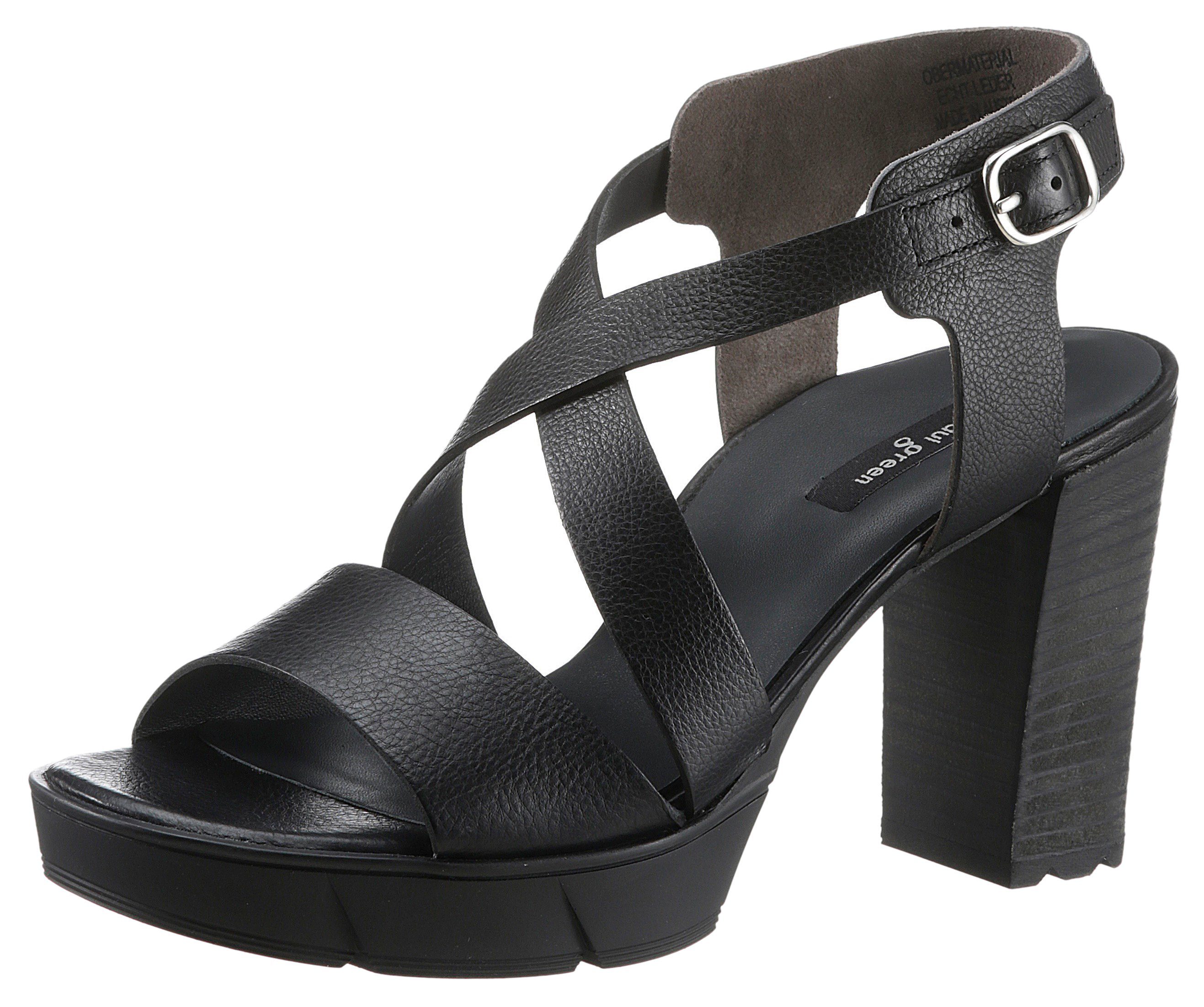 Paul Green (033) Sandalette Blockabsatz mit modischem Schwarz