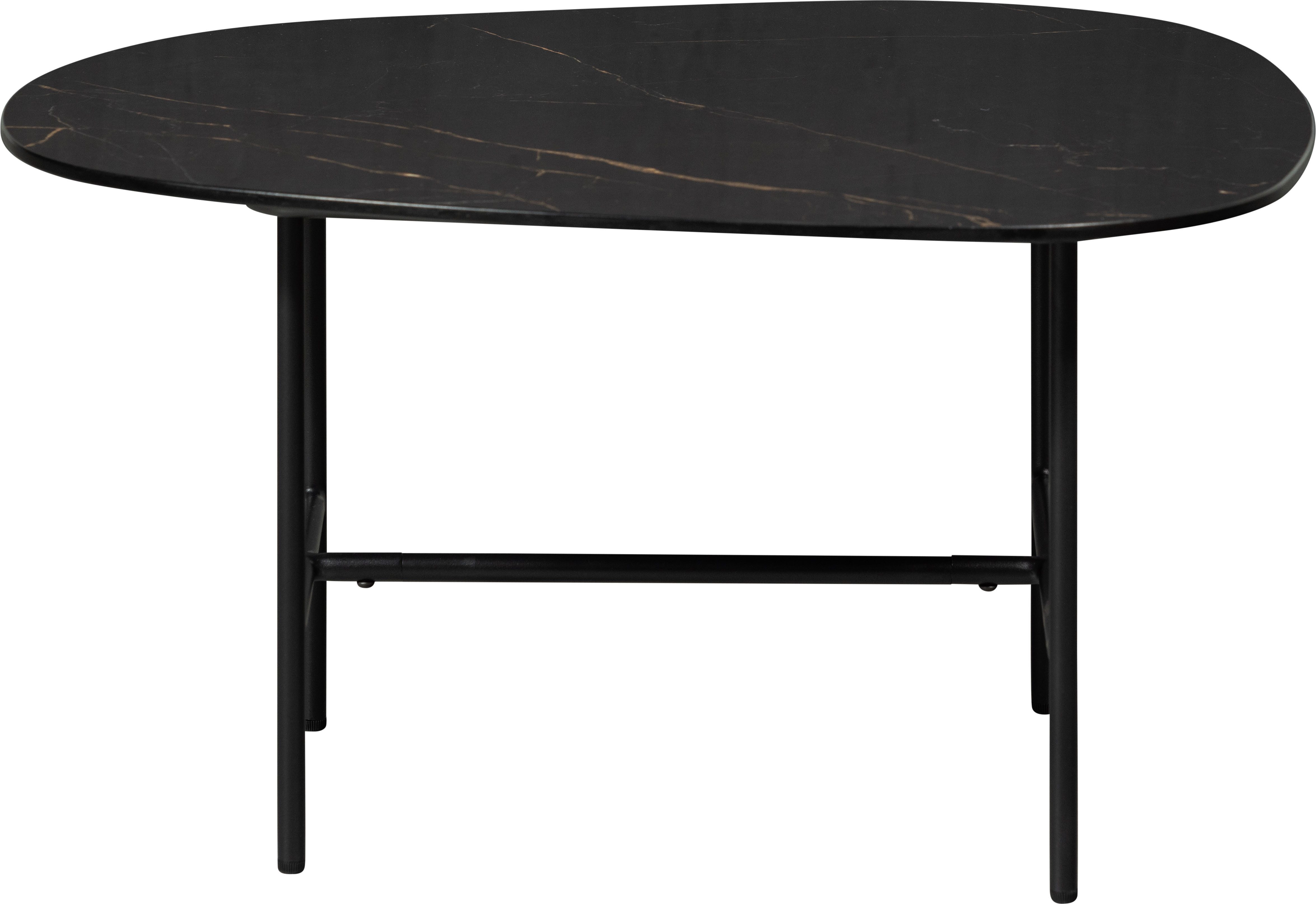 WOOOD Couchtisch Vajen Porzellan-Marmorlook mit Metallgestell, H 38 x B 70 x T 70 cm, Tragkraft 15 kg, pfleigleicht
