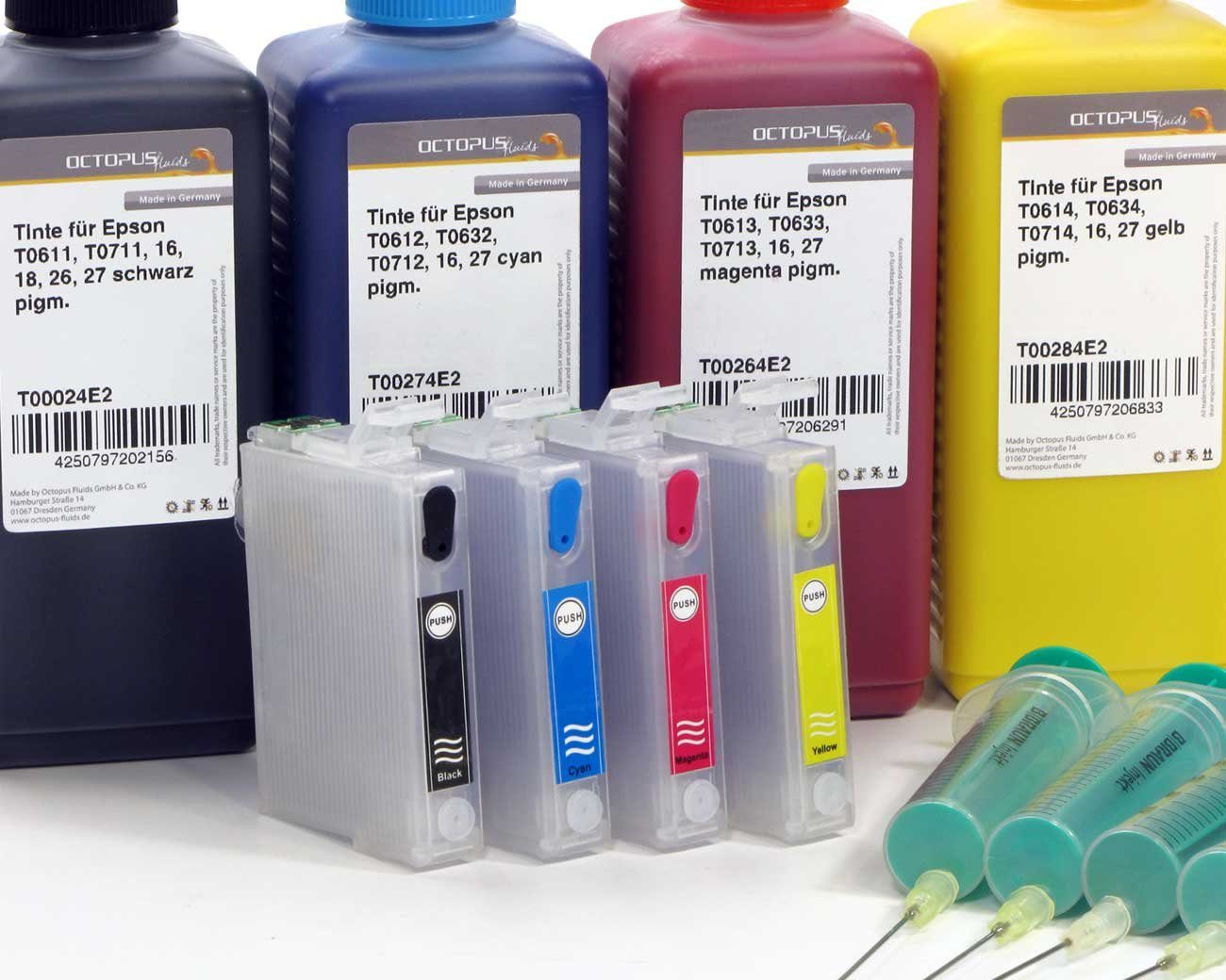 OCTOPUS Refill-Patronen Epson 27 mit Auto-Reset-Chips Tintenpatrone