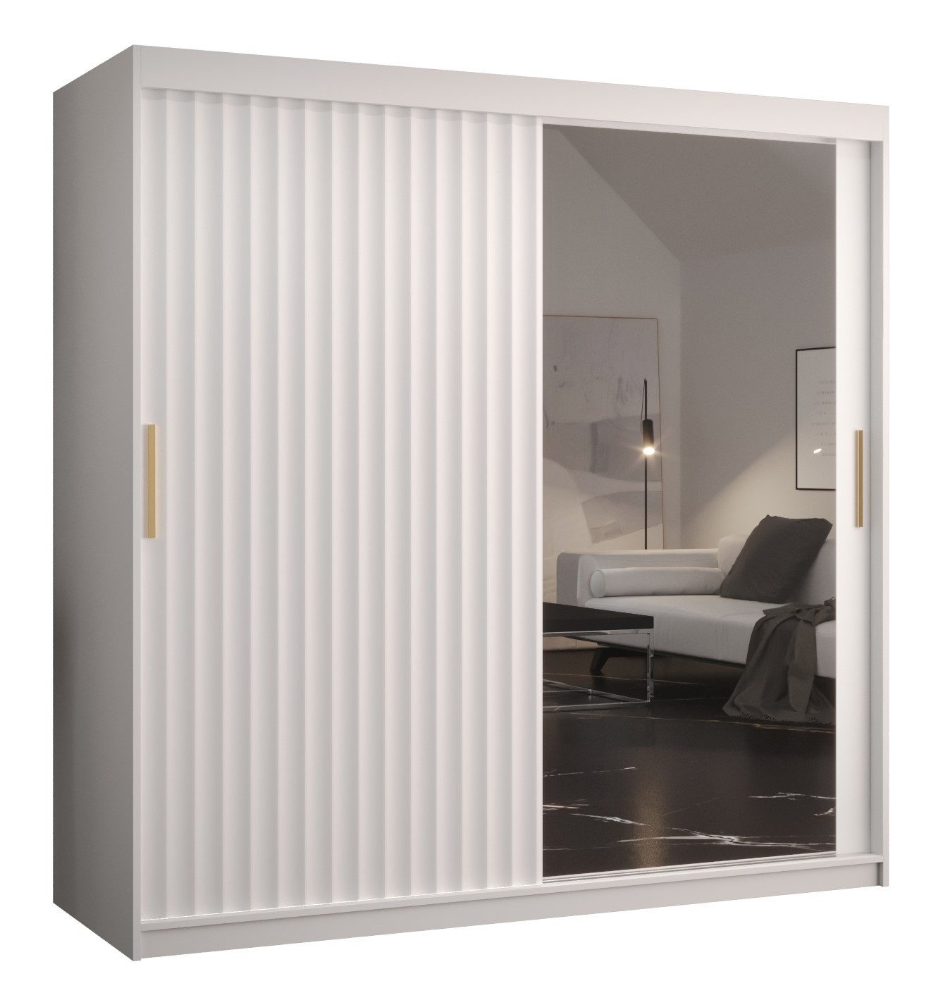 ABIKS MÖBEL Schwebetürenschrank RIFLO WAVE 2 Schlafzimmerschrank - mit Schiebetüren, Kleiderstange