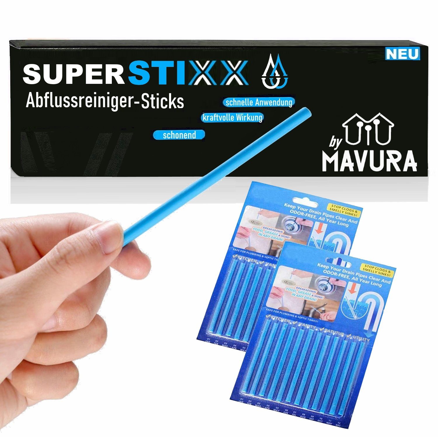 ROHRREINIGER GERUCH SET/24STK) SUPERSTIXX [- STICKS GERUCH STICKS (ANTI ABFLUSSREINIGER SANI MAVURA [2er ROHRFREI [2er ANTI Sanitärreiniger SET/24STK],