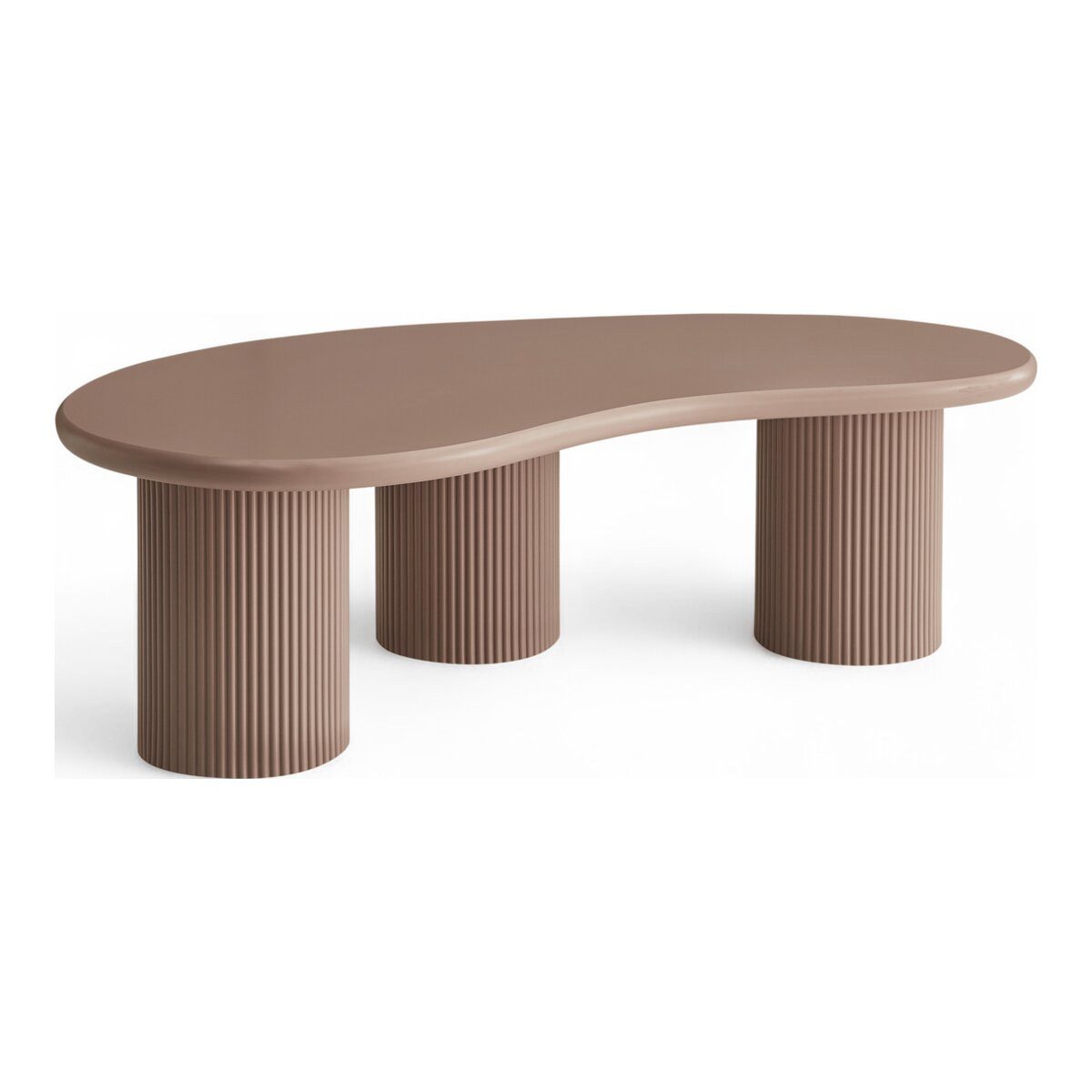Feeling4Home Couchtisch Evan 130 cm Mocha Mousse - Moderner ovaler Sofatisch mit Säulenfuß, Markante Formensprache mit modernem Säulendesign