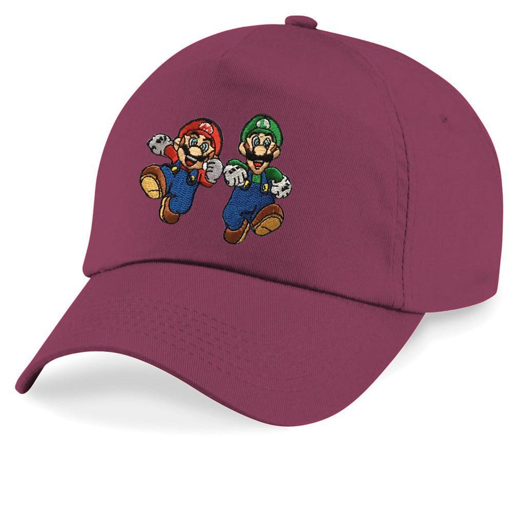 Blondie & Brownie Baseball Cap Kinder Mario und Luigi Stick Patch Super Nintendo One Size Burgund