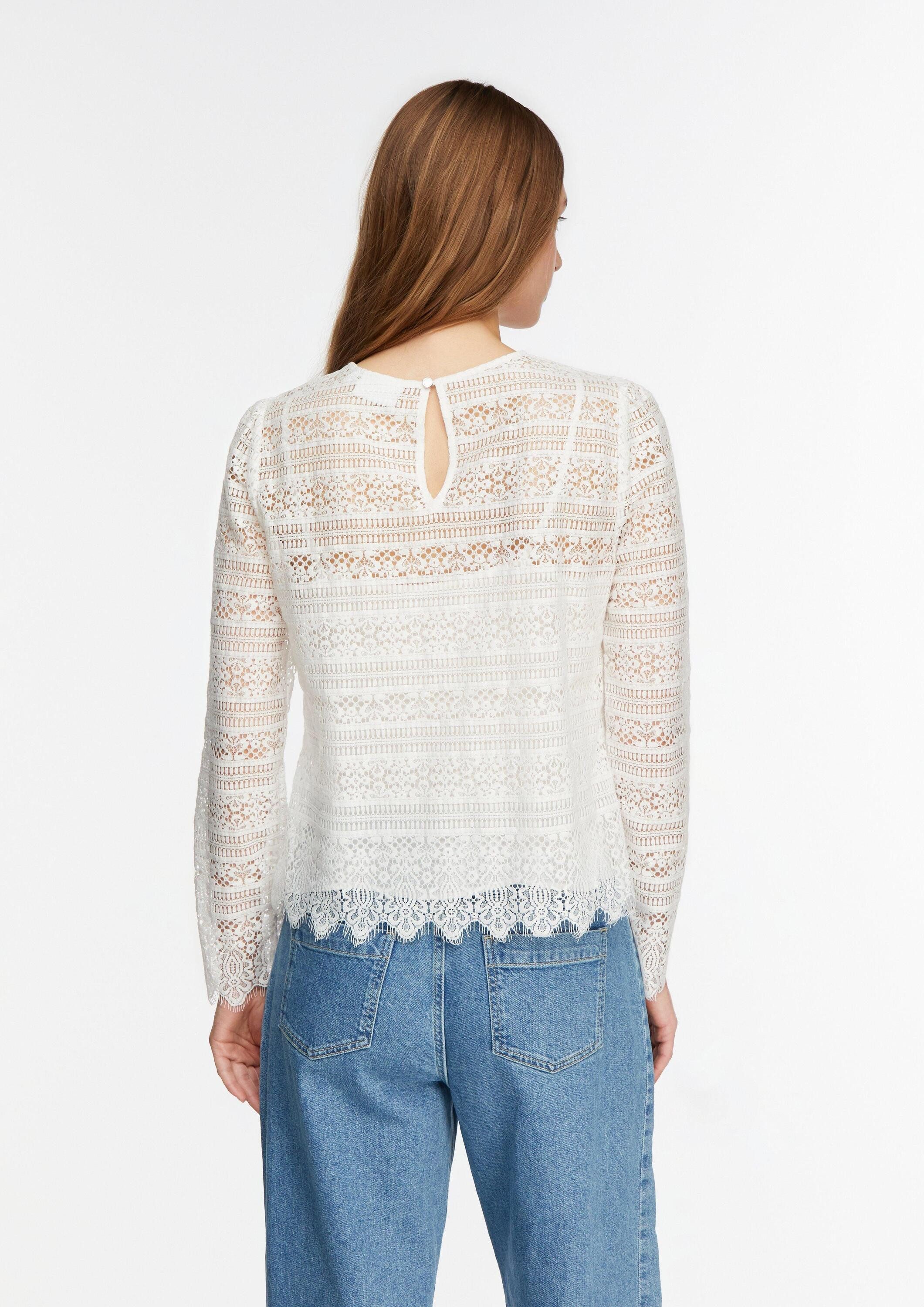 comma Langarmbluse Bluse Feminine Baumwollspitzenbluse mit herausnehmbaren Top