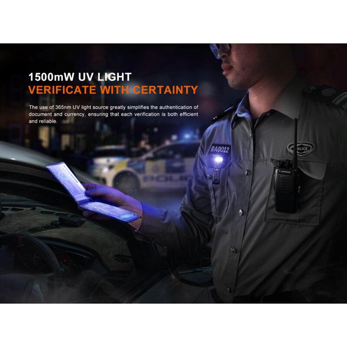 Fenix LED Taschenlampe SW05R-UV 150 Lumen - LED-Taschenlampe mit Clip Schwarz