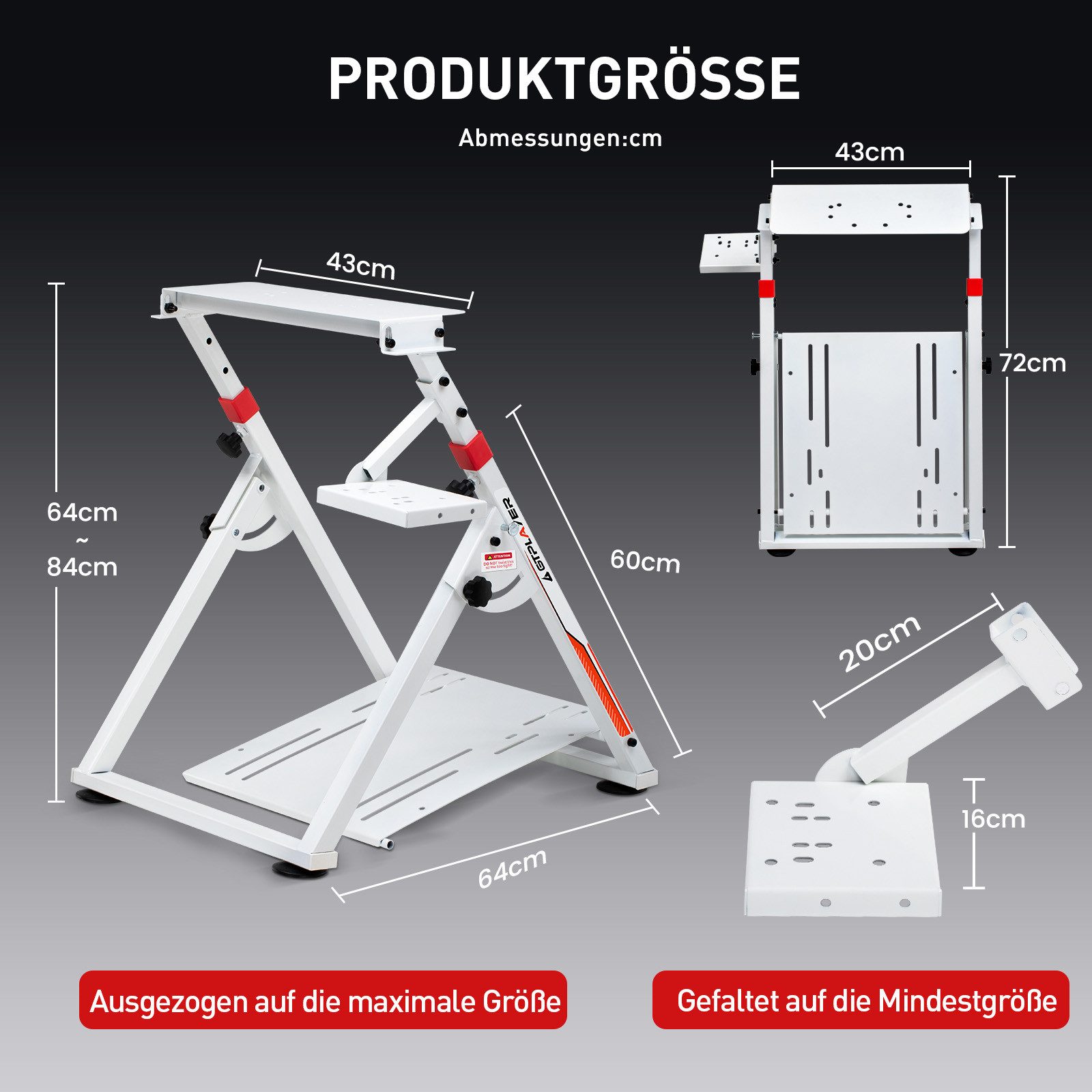 GTPLAYER Lenkradständer Lenkrad Gaming Wheel Stand für Logitech Controller (Neigungsverstellbares Gestell PS4 Xbox PC PS5)