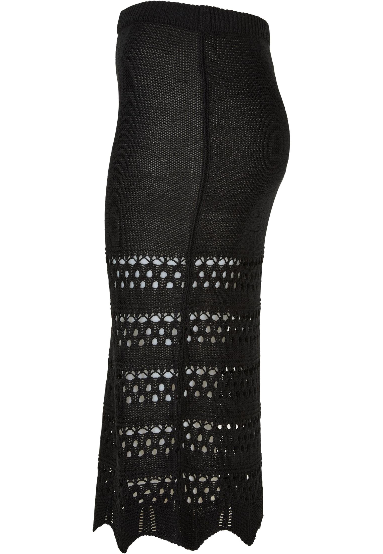 Ladies (1-tlg) Jerseyrock CLASSICS 3/4 Skirt Damen URBAN Knit black Crochet