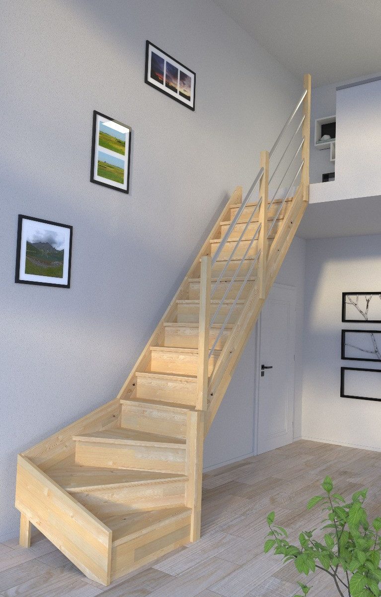 Starwood Raumspartreppe Holztreppe Korfu ¼ gewendelter günstig online kaufen