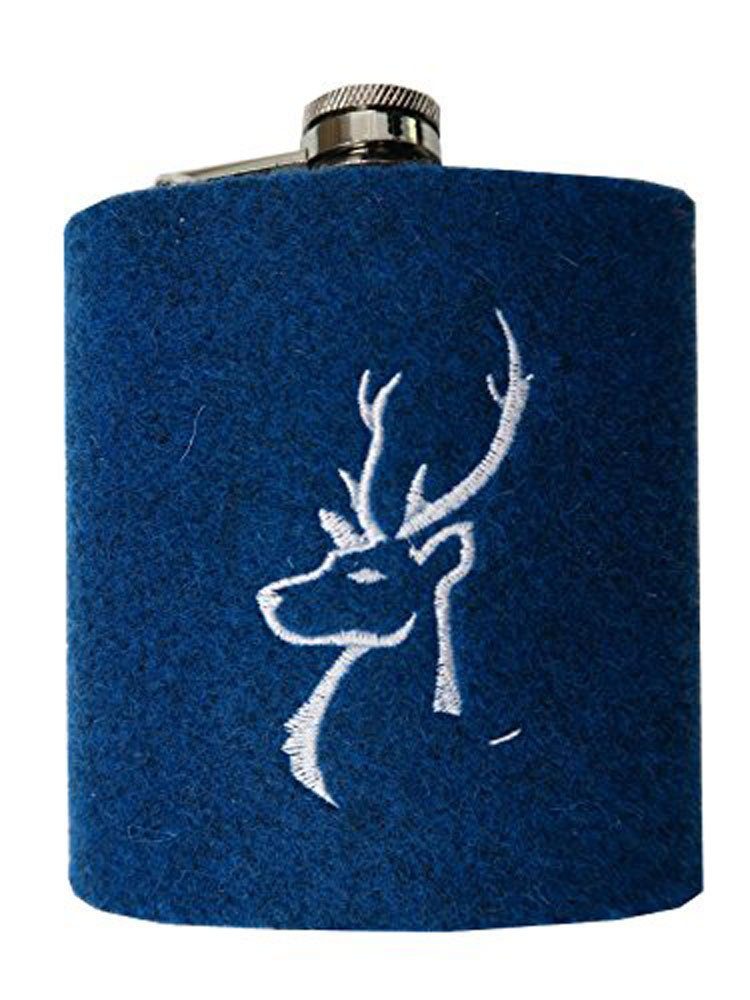 Steinnacher Bärbel Flachmann Flachmann Hirschkopf Filzbezug 200 ml blau
