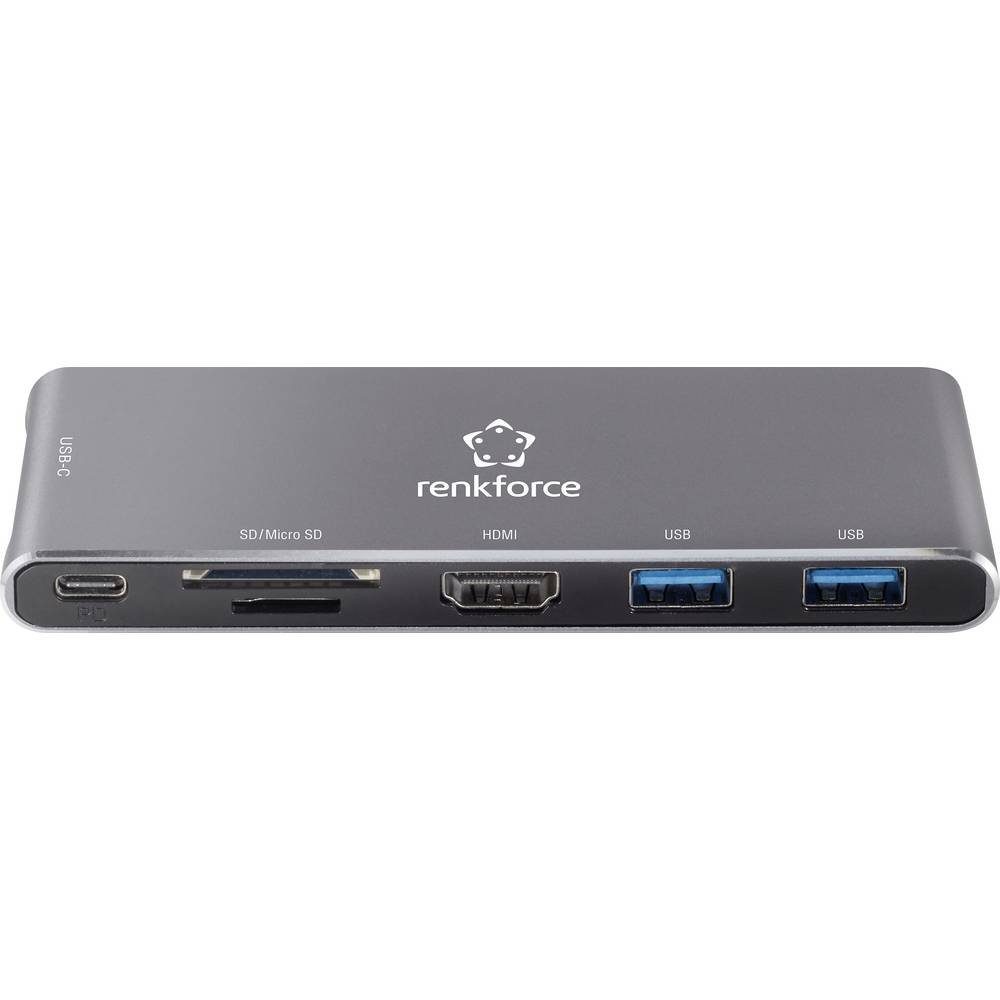 Renkforce Laptop-Dockingstation USB-C® Dockingstation mit Kartenleser, m.2 SSD-Steckplatz RF-4599772, M.2 SSD Steckplatz, integrierter Kartenleser, USB-C® Power Delivery