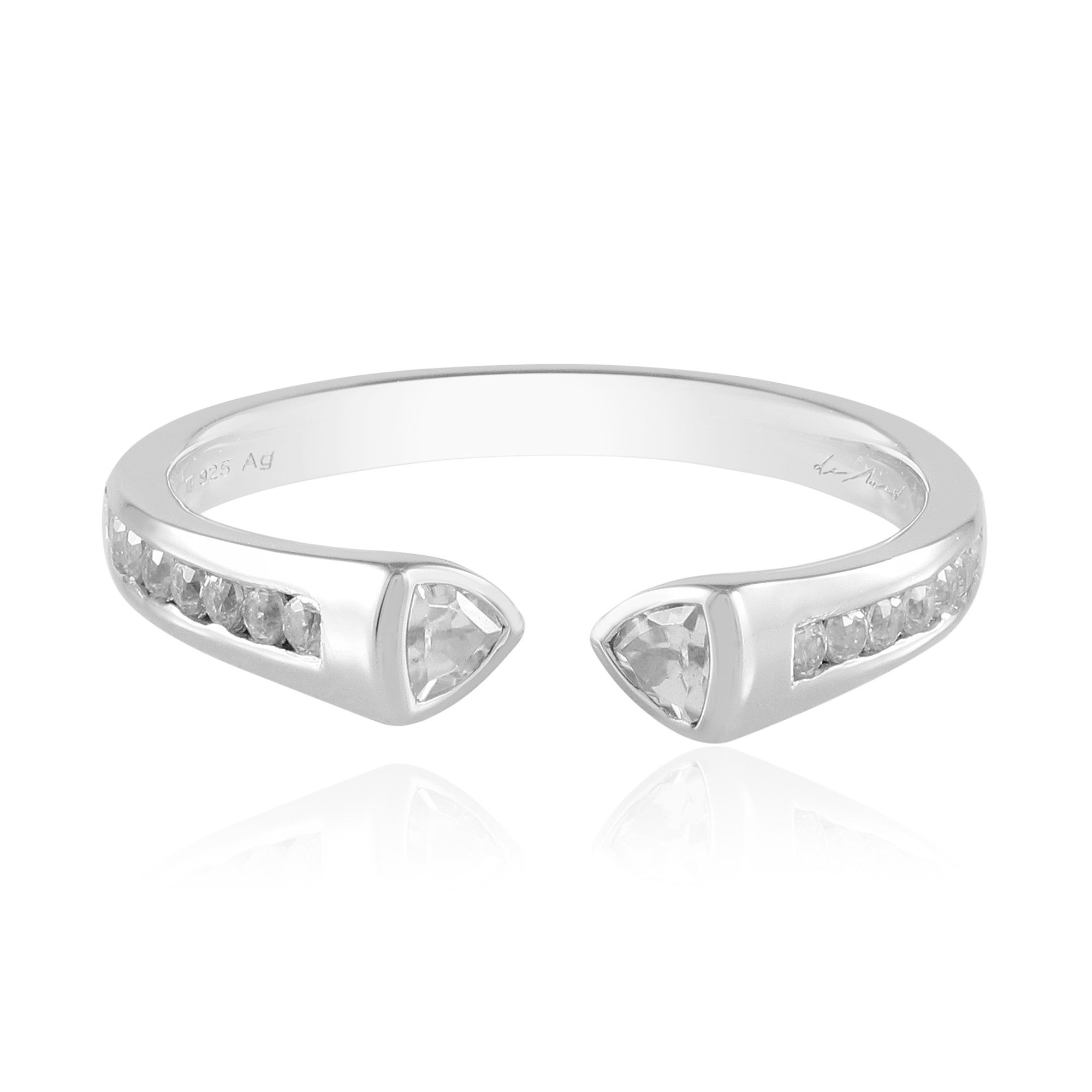 Cavill Silberring Trilliant Kambodschanischer Zirkon Platin Silber Ring (1-tlg)
