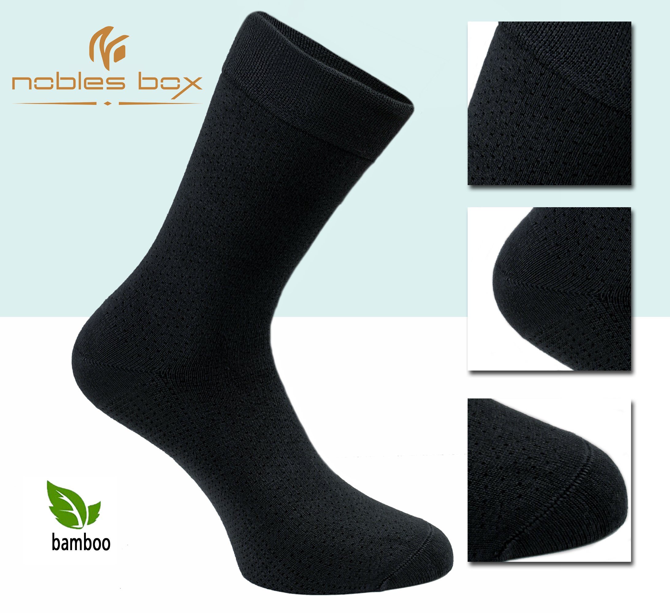 Schwarz Bambussocken 4-Paar) (Box, und NoblesBox Socken Arbeitssocken, Herrensocken Damen