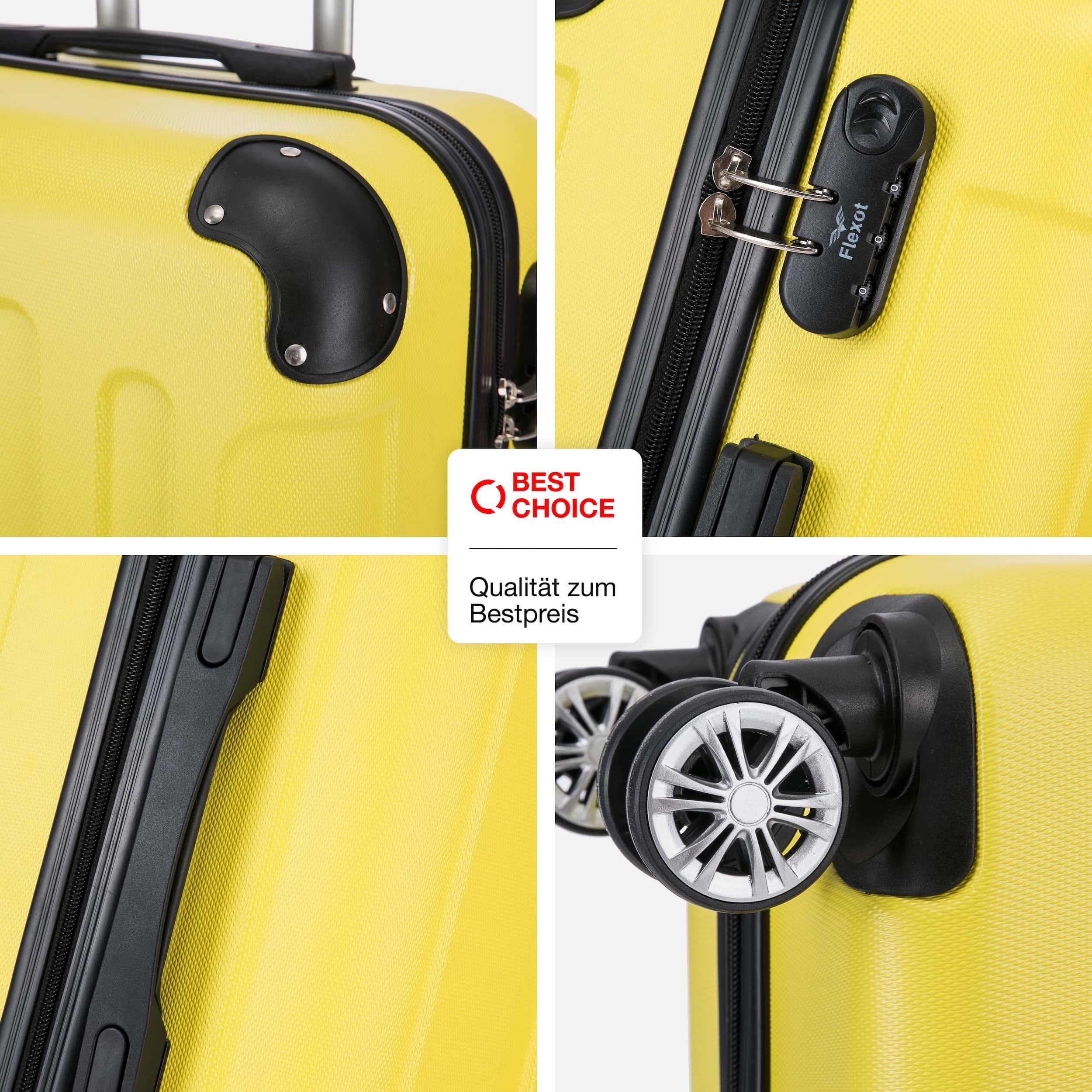 Flexot Hartschalen-Trolley F-2045 Kofferset, 360° Rollen, robuster Reisekoffer, Bordcase, 4 Rollen, Robuster und moderner Koffer mit vier 360° Rollen und Zahlen – Bild 4 von 5