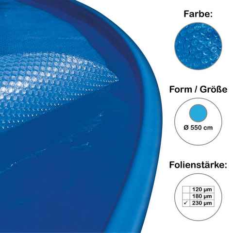 Planet Pool Pool-Abdeckplane Solarplane, Solarfolie für Pool rund 550 cm, 230 µ, Chlorbeständig