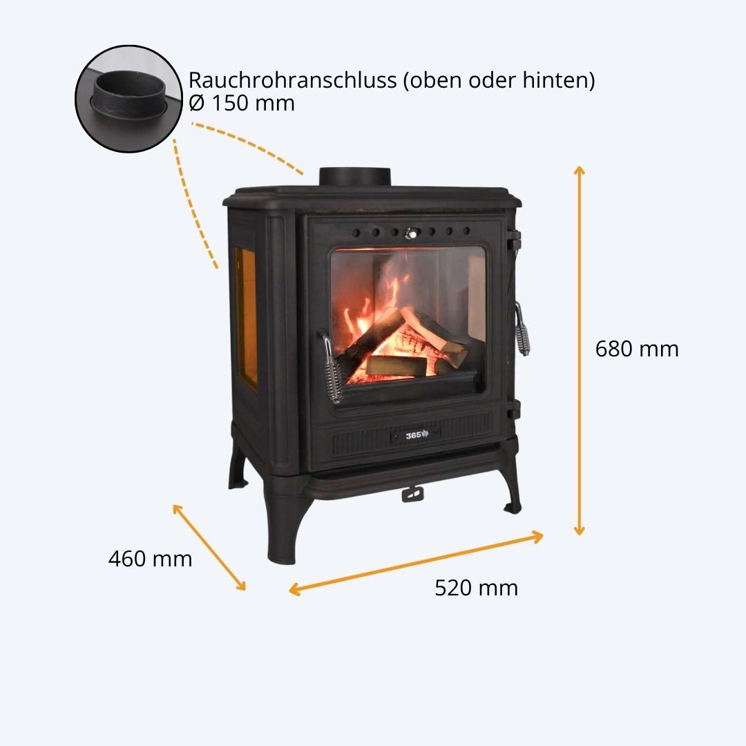 365 Kaminofen 365® Ferrox 55 Panorama Plus 7 kW Gusseisen A+, 7 kW – Bild 3 von 5