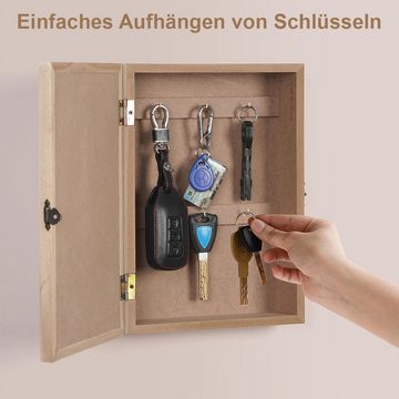 DOPWii Schlüsselbrett Schlüsselhalter aus Holz, wandmontierter Schlüsselkasten, mit 8 Schlüsselhaken, dekoratives Schlüsselbrett