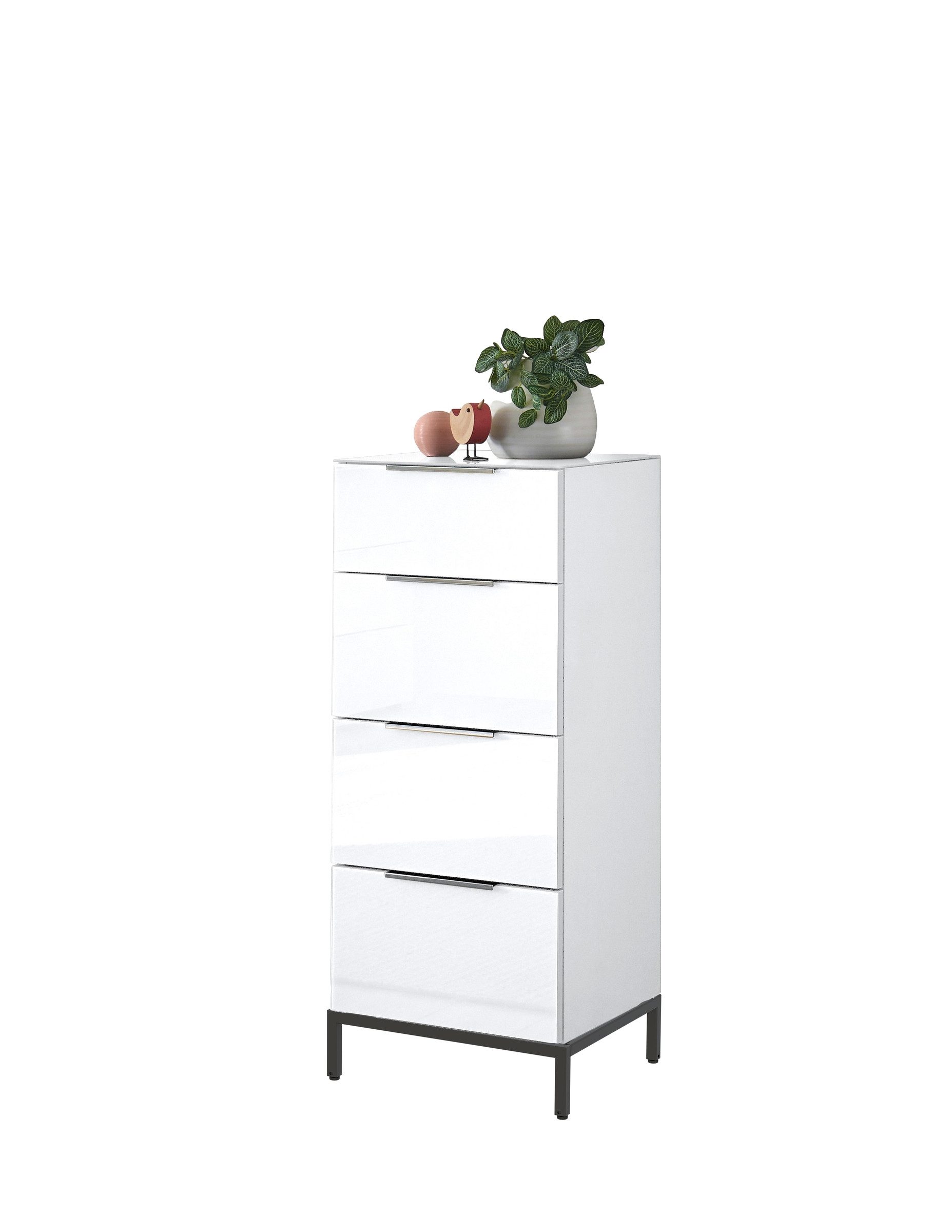 PREISBRECHER Hochkommode Santorin, inkl. Gestell, in Weiß - 45x112x40cm (BxHxT)