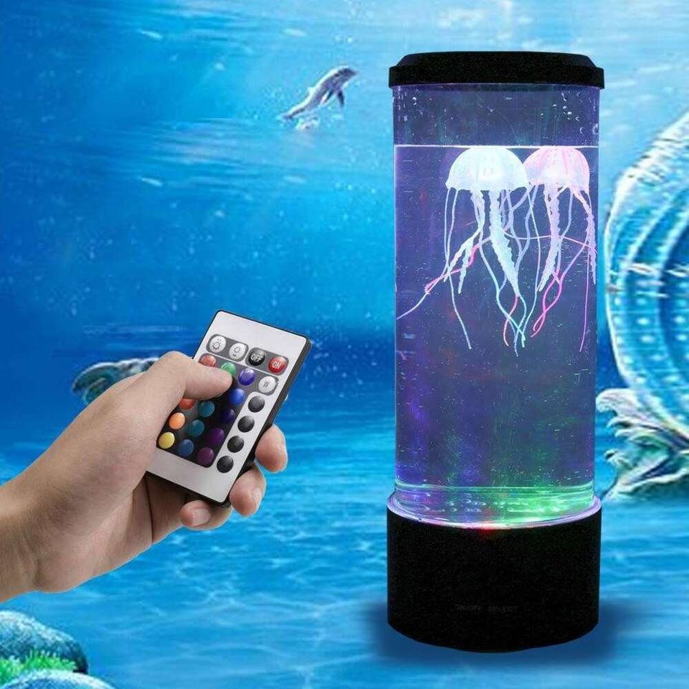 Quallen-Lampe Lavalampe Geschenke Aquarium 3D-Meeresaquarium Nachtlicht Kinder PRECORN