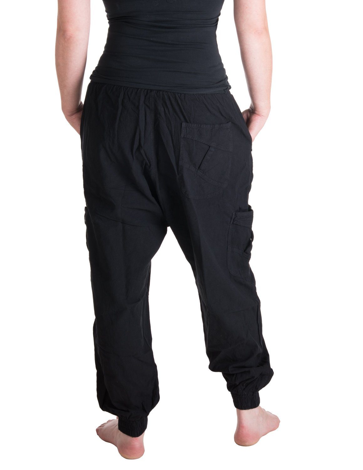 Vishes Haremshose Haremshose mit Style Pluderhose, handgewebt Pumphose, Goa, schwarz Bund, Hippie, Ethno elastischem