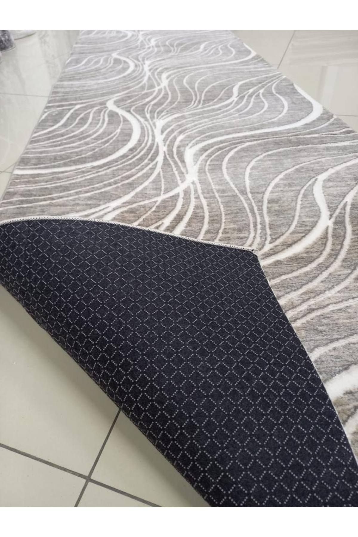 en.casa Läufer, rechteckig, rutschhemmend, waschbar, 7 mm Flor, grau 88785241