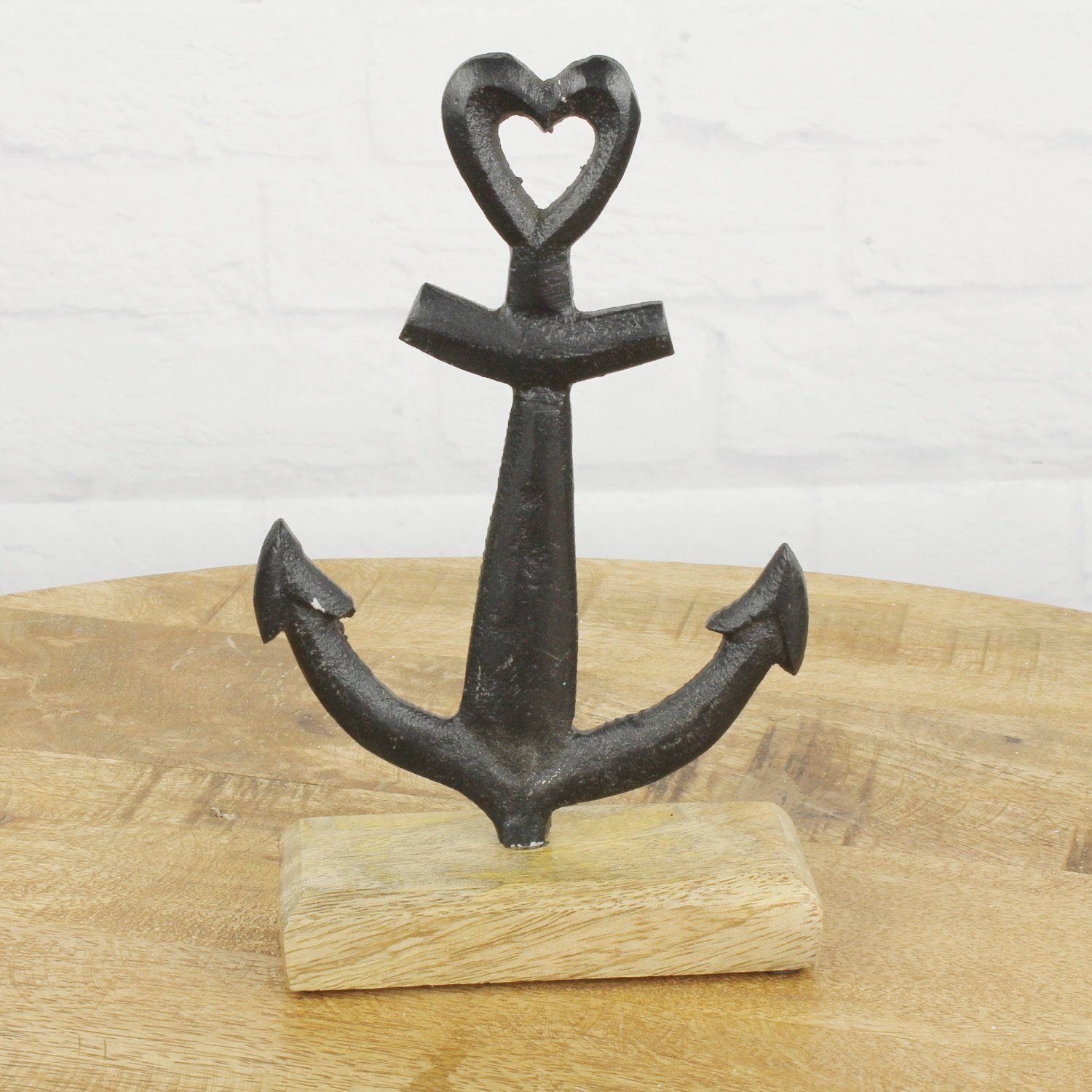 Macosa Home Skulptur Deko-Anker Metall 22 cm auf Holz-Sockel Rostfarben Man günstig online kaufen