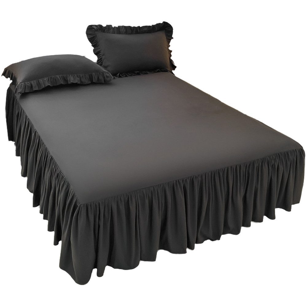Diwzbyn Bettwäsche Bettrock mit Rüschen, Elastische Bettumrandung 43 cm Höhe, 1 teilig, für Boxspringbett, Elastikband Bettrock, Pflegeleichter Bettsockel