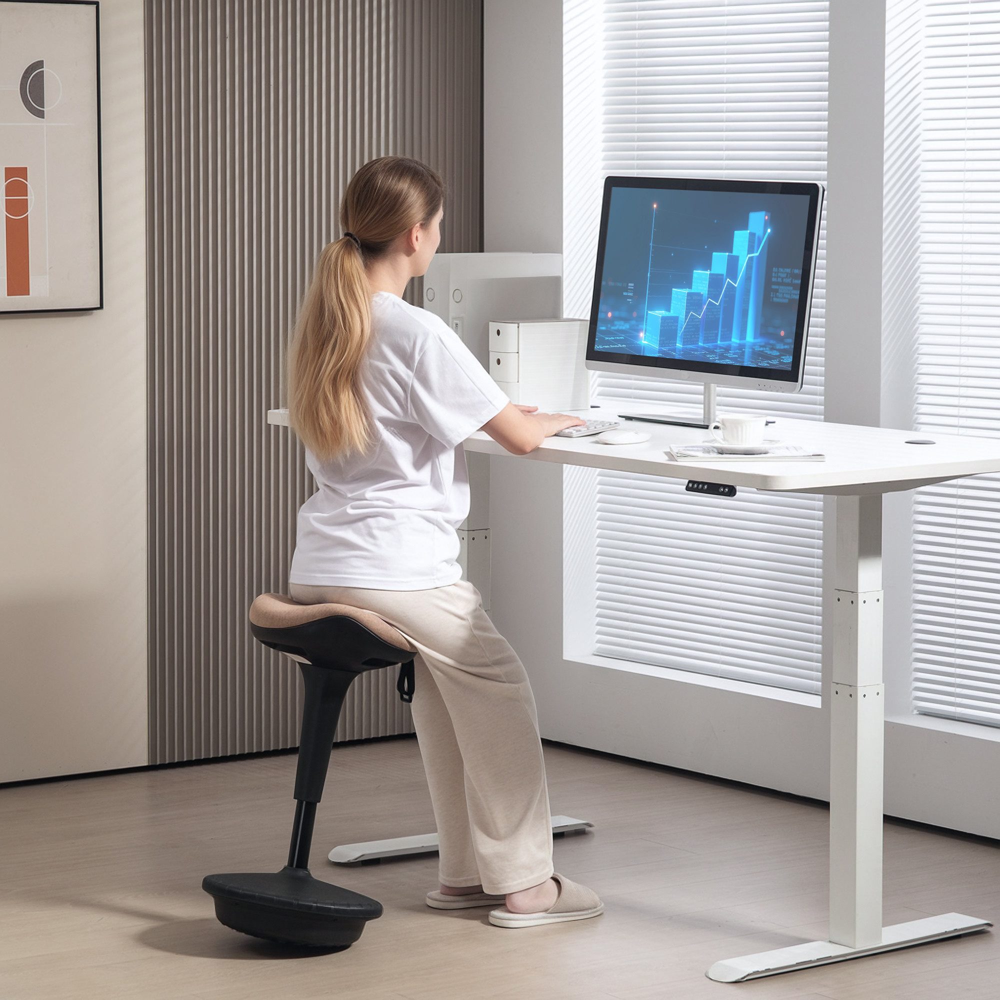 BlingBin Schreibtischstuhl Bürohocker mit Schwenkfunktion, ergonomischer günstig online kaufen