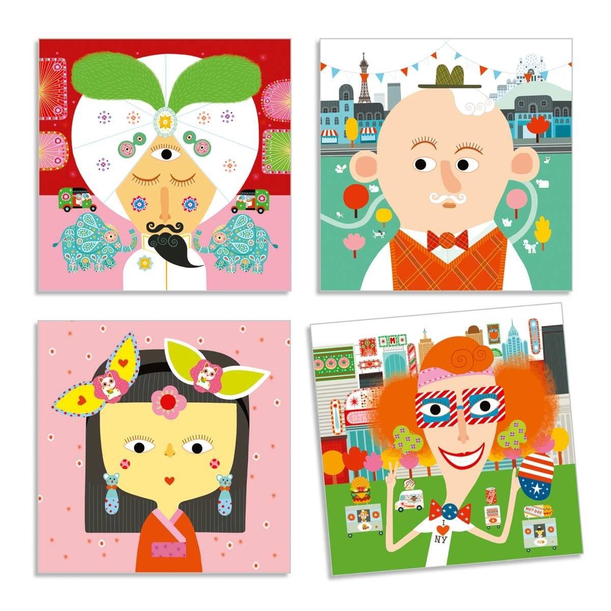 DJECO Kreativset Kreatives Sticker-Set "Jeder ist anders" für Kinder ab 3 Jahren
