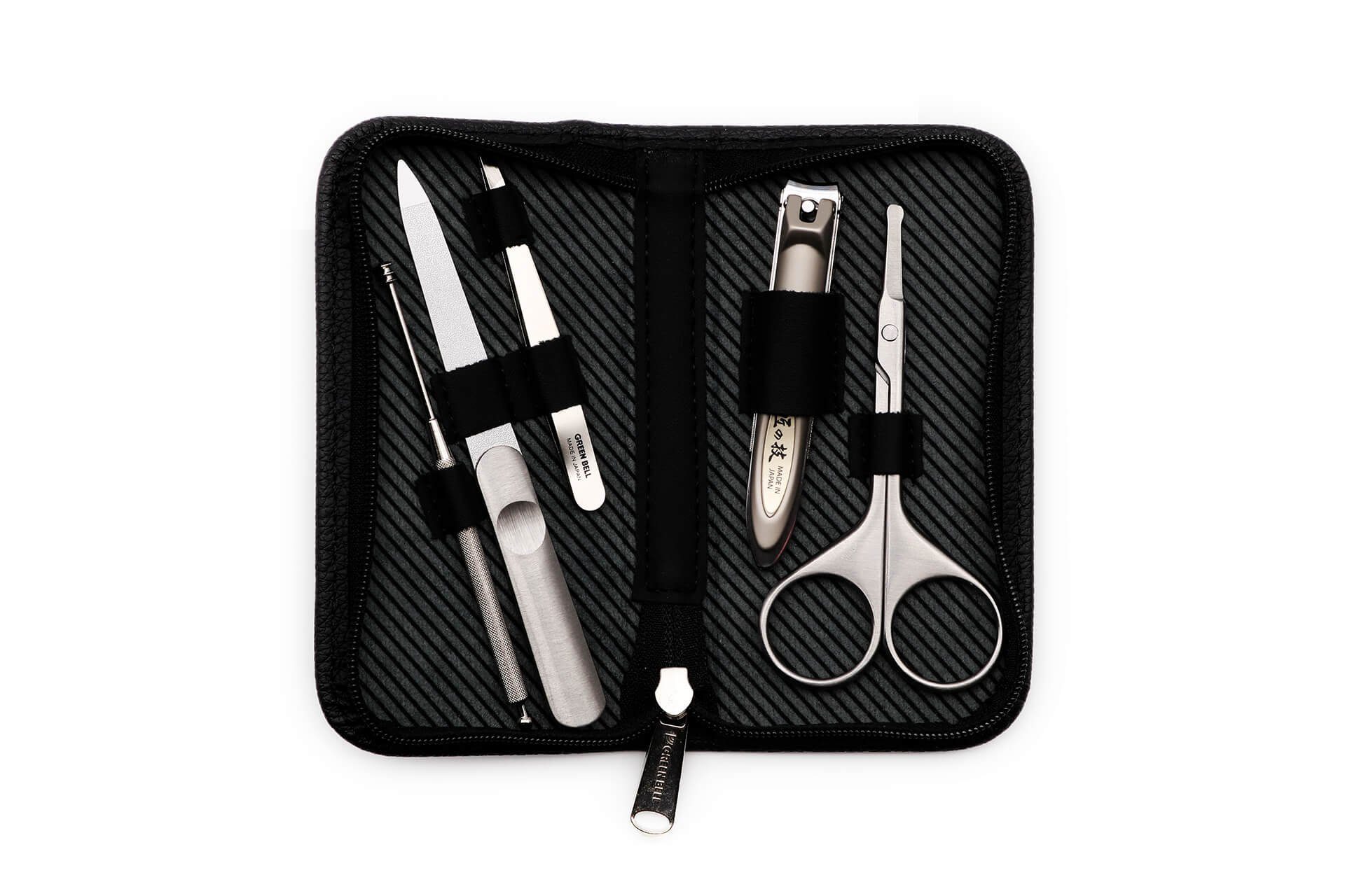 Seki EDGE Maniküre-Pediküre-Set G-3106, Made in Japan, 66mm, 5-teiliges Craftsman-Nagelpflegeset mit Leder-Etui und Edelstahl