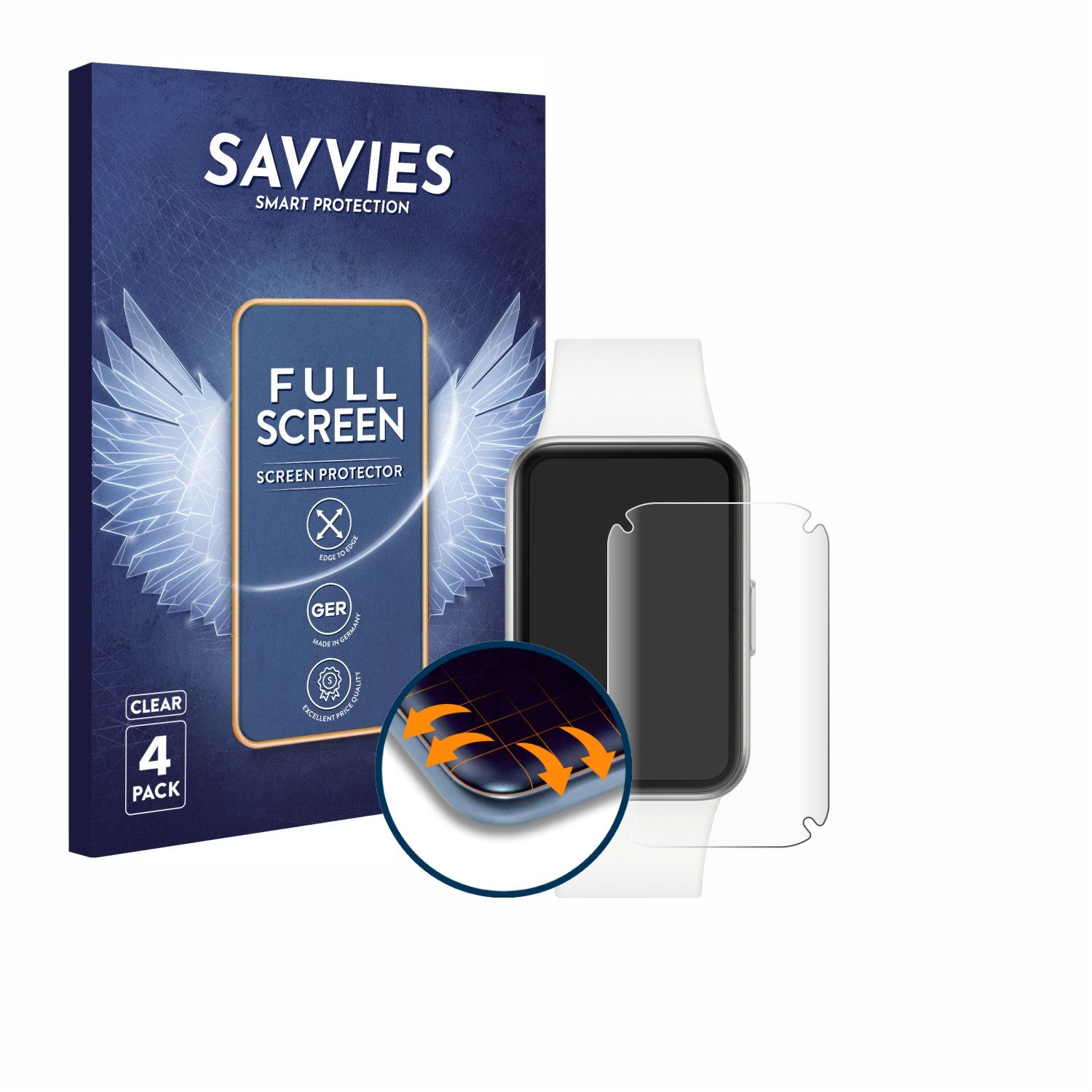 Savvies Displayschutzfolie Fullscreen Schutzfolie für Samsung Galaxy Fit3, 4 Stück, Displayschutz Folie Fullcover Klar Transparent